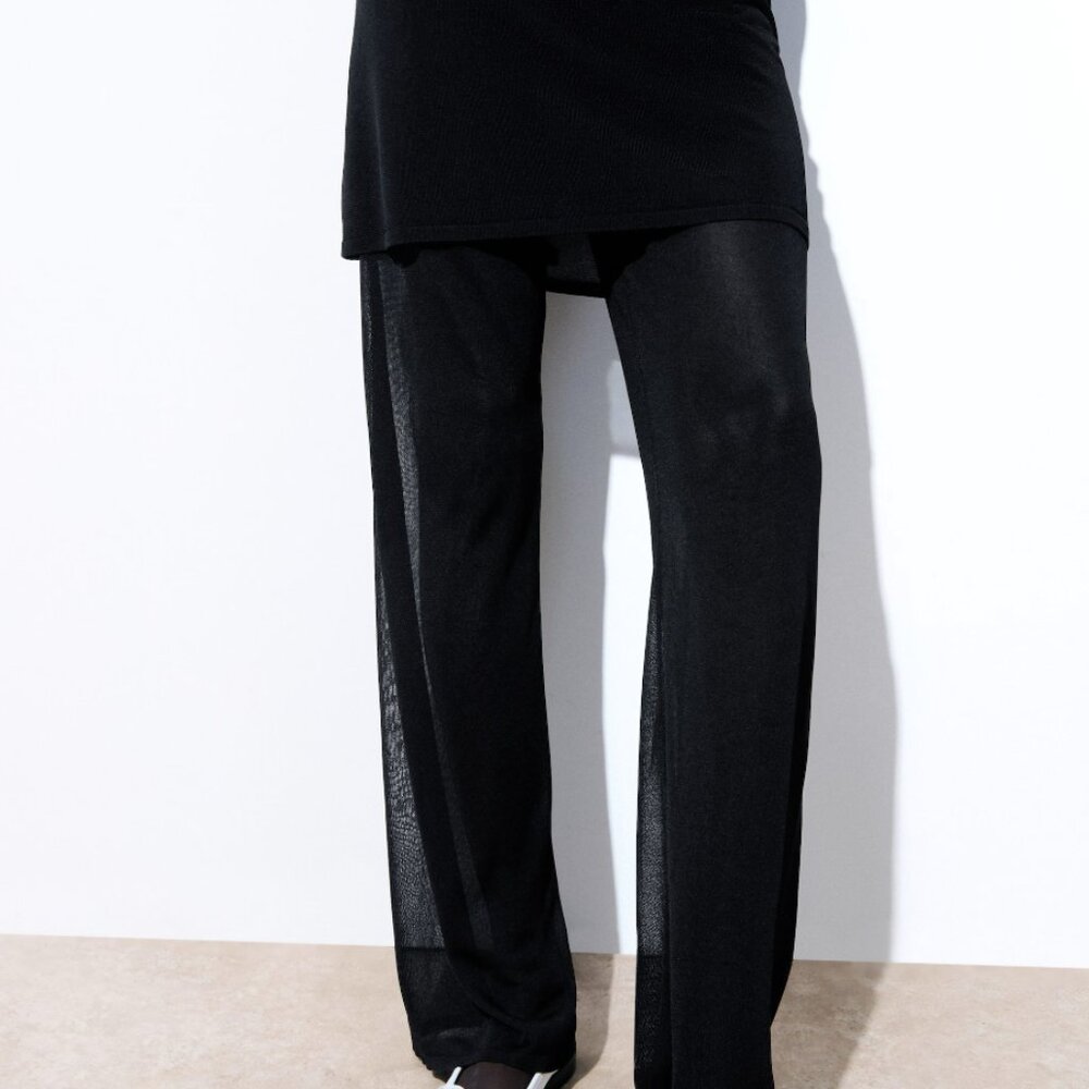 COS Sheer Layered Knitted Pants Black Size Small